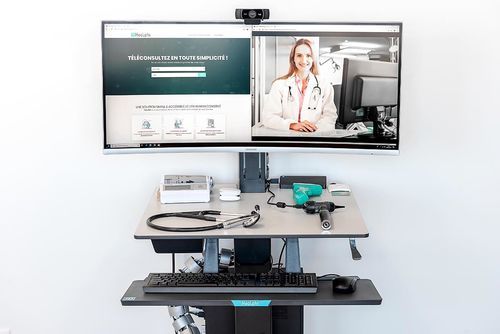 Carrinho de telemedicina de videoconferência - HEALPHI SAS - com estetoscópio / com esfigmomanômetro / com sistema de segurança