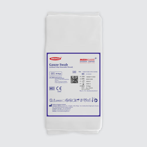Compressa de gaze em algodão - Medica  - Medicare Hygiene Ltd., - estéril / absorvente
