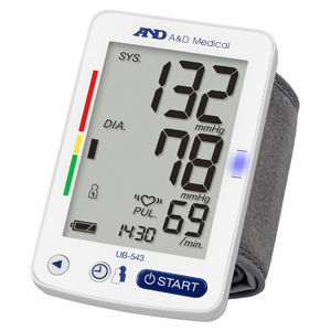 Medidor digital de pressão arterial automático - UB-543 - A&D Company, Limited - de punho / com braçadeira / 2x60