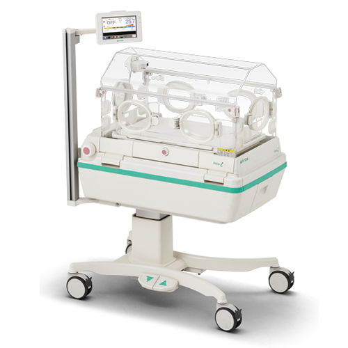 Incubadora neonatal com rodízios - Incu i - Atom Medical Corporation  - com monitor / com lâmpada para fototerapia