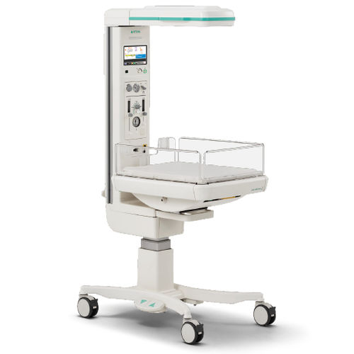 Berço aquecido neonatal com lâmpada para fototerapia - Infa i - Atom Medical Corporation  - com rodízios