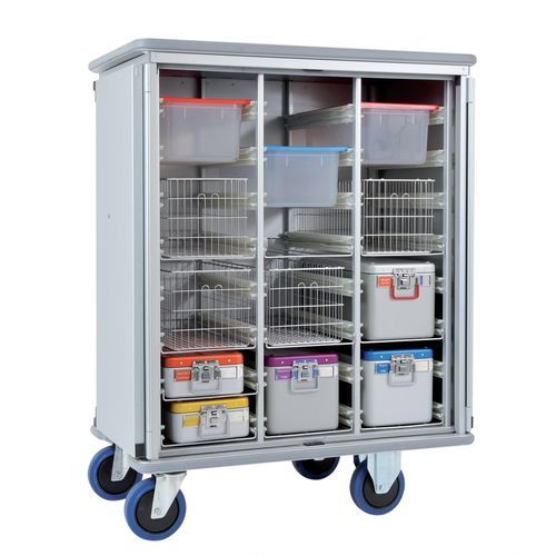 Armário para arrumação - 3165 CR - Alvi - para hospital / com porta de abrir / com rodízios