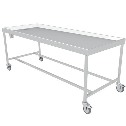 Mesa de lavagem de cadáveres - N3-002 - ALVO Medical - retangular / com rodízios / em aço inoxidável