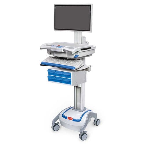 Estação de trabalho informática médico-hospitalar - M38e - Capsa Healthcare - para computador portátil / de altura regulável / com rodas