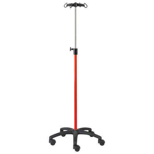 Suporte para soro com rodízios - 32014ALU500 - CARINA  - 4 ganchos / com altura regulável