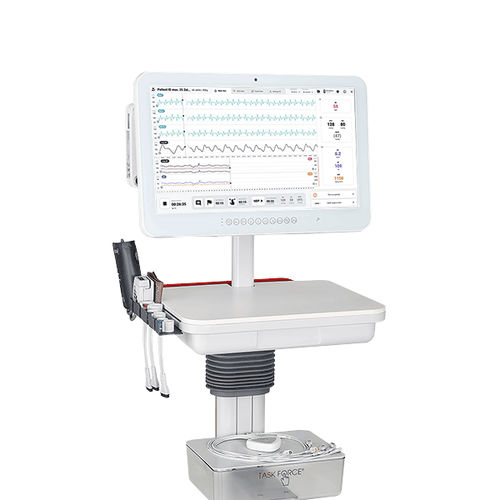 Monitor de paciente para monitorização contínua da pressão arterial - Task Force® Touch CARDIO - CNSystems Medizintechnik - com rodízios / integrado em estação de trabalho all-in-one / de ECG