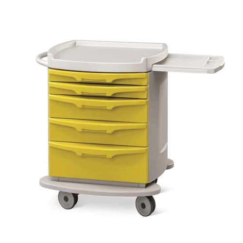 Carrinho hospitalar - Zeus - Conf Industries - para tratamentos / com prateleiras / 5 gavetas