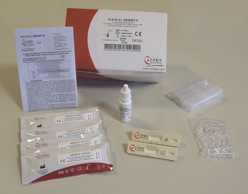 Kit de teste para teste de susceptibilidade antibiótica - O.K.N.V.I RESIST-5 - Coris BioConcept - de NDM / de OXA-48 / de imunocromatografia