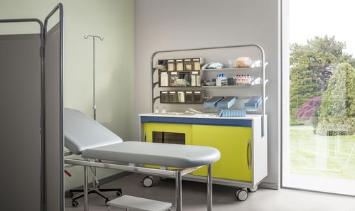 Estante de armazenamento e dispensação de medicamentos móvel - PRAXISLIDE - Favero Health Projects - modular