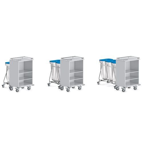 Carrinho para roupa suja - 9CB0221 - Favero Health Projects - limpa / coletor de lixo / com 3 prateleiras