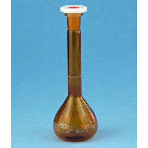 Balão de laboratório - 42102 series - Glaswarenfabrik Karl Hecht - em vidro / com indicador de nível / graduado