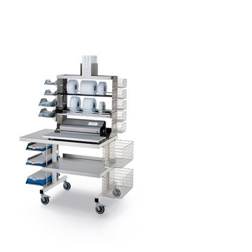 Mesa de preparo e embalagem de instrumentos médicos - hm 750 WST - hawo   - com rodízios