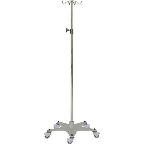 Suporte para soro com rodízios - H169 - Hidemar - 4 ganchos / telescópico / em inox