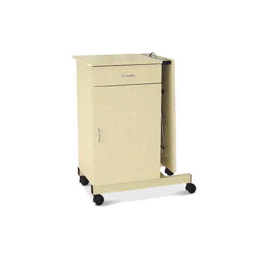 Mesa de cabeceira com rodízios - HM.2025B - Hospimetal - com mesa de refeição acoplada / com gavetas