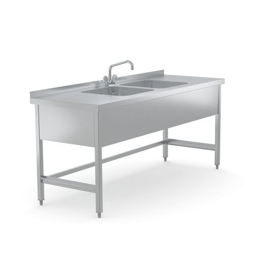 Pia médico-hospitalar - 7506195 - Hupfer Metallwerke GmbH & Co. KG - com 2 postos / em aço inoxidável / de altura regulável