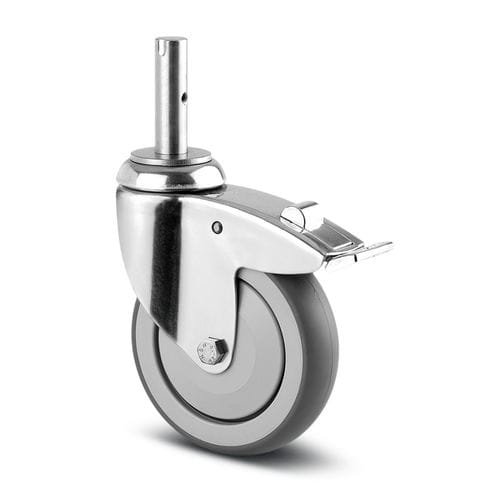 Roda com freio - 014000109 - Hupfer Metallwerke GmbH & Co. KG - em aço inoxidável / giratória