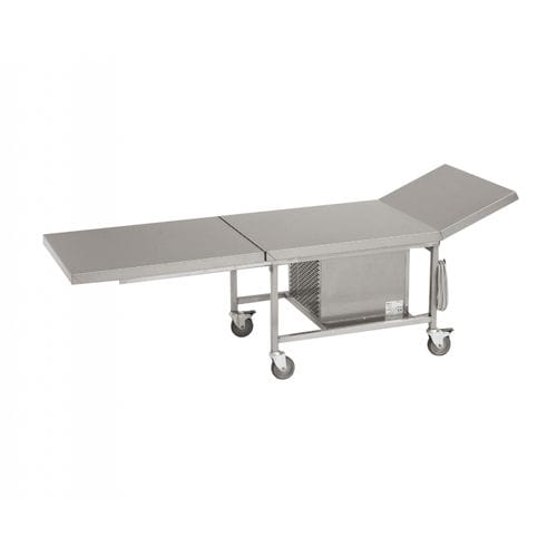 Mesa de apresentação funerária - FP000027 - HYGECO - com rodízios / em aço inoxidável / refrigerada