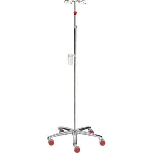 Suporte para soro com rodízios - 22351 - Inmoclinc - 4 ganchos / telescópico / em inox