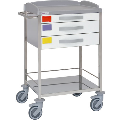 Carrinho para hospital - 10915 - Inmoclinc - multifuncional / em aço inoxidável / 3 gavetas