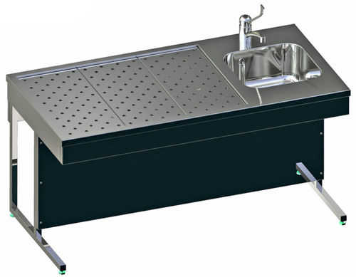 Estação de trabalho de laboratório de macroscopia - UCS-1500-BL  - KUGEL medical GmbH & Co. KG - de piso / com pia / com ventilação descendente