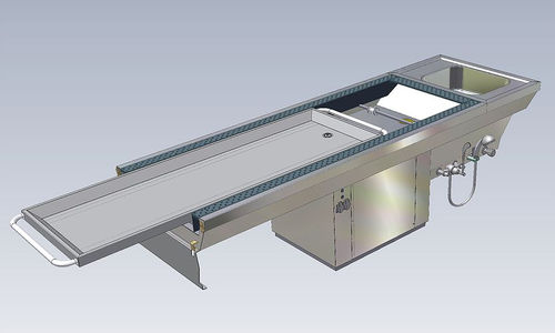 Mesa de necropsia para medicina legal - STV 10/850-ROLL-IN - KUGEL medical GmbH & Co. KG - de dissecção / de lavagem de cadáveres / móvel