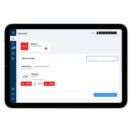Sistema de monitoramento de laboratório - SmartMonitoring - Liebherr - com touch screen