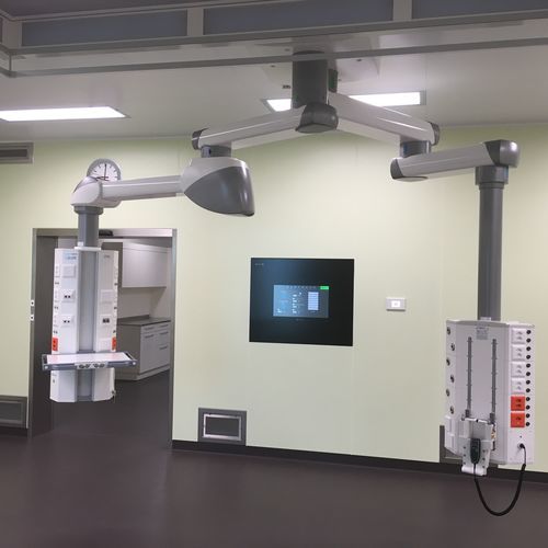 Estativa de braço duplo de teto - moduversa - modul technik - para cuidados intensivos / articulado
