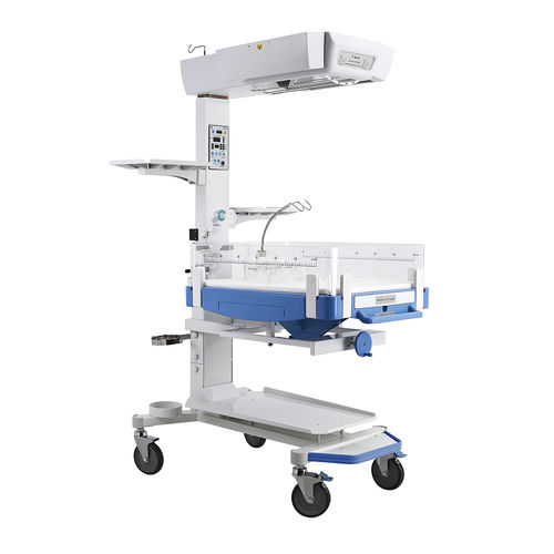 Berço aquecido neonatal com lâmpada para fototerapia - HKN-93 series - Ningbo David Medical Device - com rodízios / com alarme / com temporizador Apgar