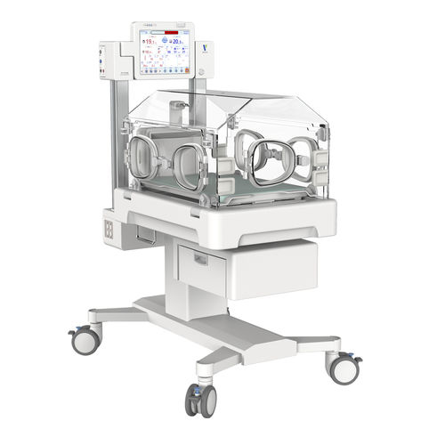 Incubadora neonatal com rodízios - YP-2100B - Ningbo David Medical Device - com altura regulável / com touch screen / com monitor