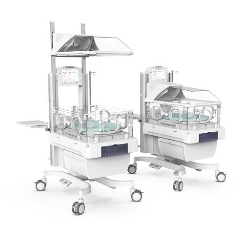 Incubadora neonatal com rodízios - YP-3100B - Ningbo David Medical Device - com altura regulável / com touch screen / com monitor