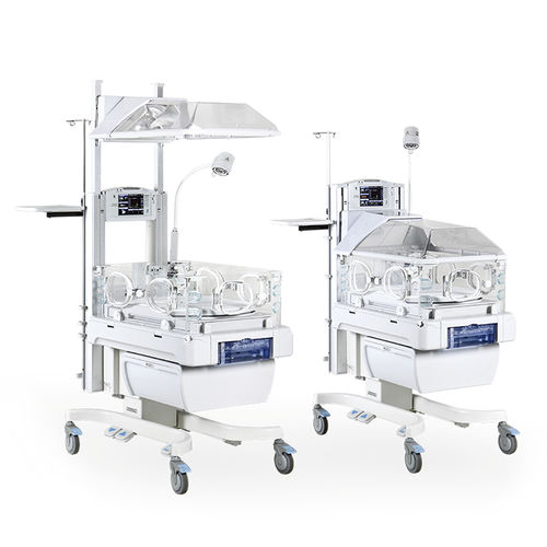 Incubadora neonatal com rodízios - YP-3000 - Ningbo David Medical Device - com altura regulável / com monitor / com lâmpada para fototerapia