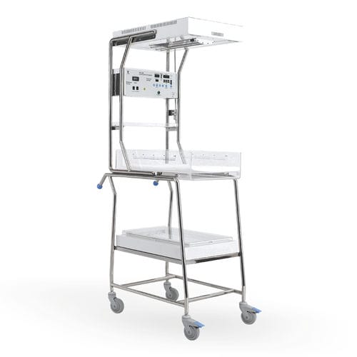 Berço aquecido neonatal com lâmpada para fototerapia - HKN-2000 - Ningbo David Medical Device - com rodízios / com alarme / com temporizador Apgar