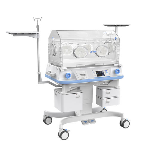 Incubadora neonatal com rodízios - YP-2000 - Ningbo David Medical Device - com altura regulável / com compartimento de arrumação / com 4 portinholas