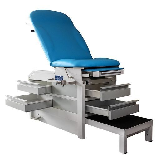 Mesa de exame elétrica - KOMPACT - Promotal - com encosto regulável / com compartimentos de arrumação / de 2 seções