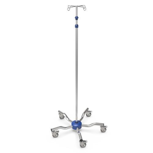 Suporte para soro com rodízios - I-LOW011 - provita medical - 4 ganchos / em inox / com altura regulável
