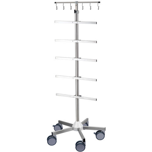Suporte para soro com rodízios - ISP|125 - provita medical - 6 ganchos / para bombas de seringas / com altura regulável