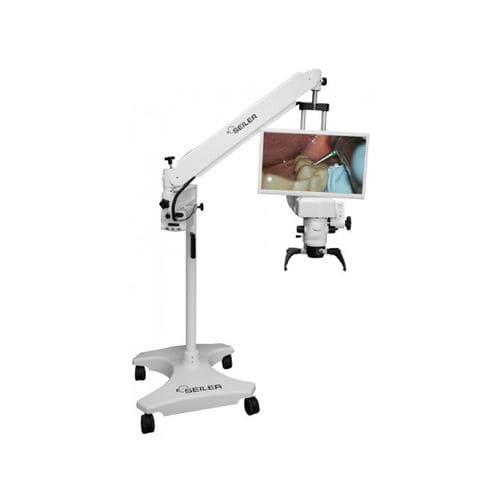 Microscópio operatório odontológico - PromiseVision  - Seiler Medical - de parede / de piso / com rodízios