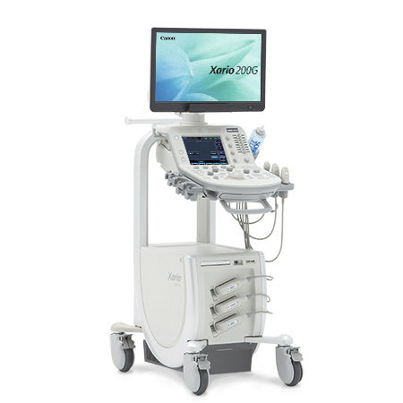 Aparelho de ultrassom com carrinho - Xario 200G - Canon Medical Systems Europe - geral / em preto e branco / com Doppler colorido