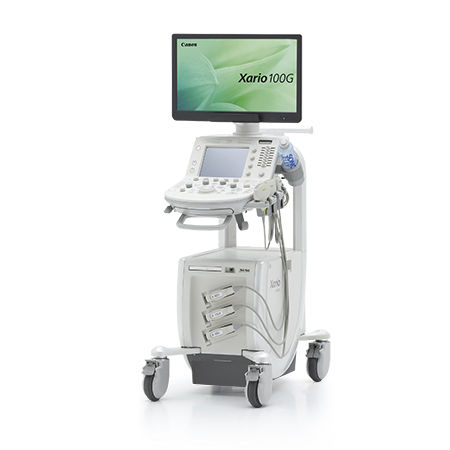 Aparelho de ultrassom com carrinho - Xario 100G - Canon Medical Systems Europe - geral / em preto e branco / com Doppler colorido
