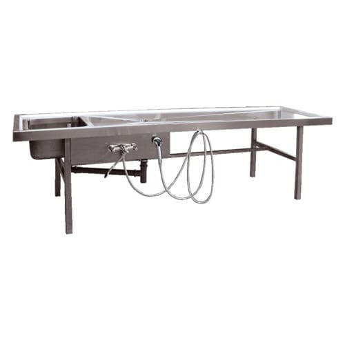 Mesa para necropsia - BASIC - UFSK INTERNATIONAL GmbH & Co. KG - retangular / em aço inoxidável / com pia