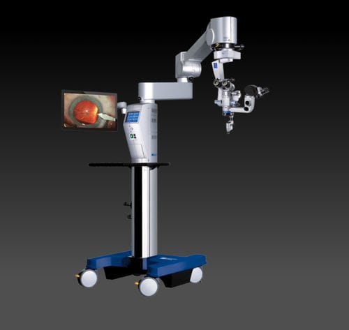 Microscópio operatório de oftalmologia - Hi-R NEO 900 - Haag-Streit Diagnostics - com rodízios