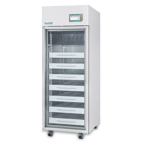 Refrigerador para banco de sangue - EMOTECA 700 TOUCH - Fiocchetti Scientific - vertical / com 1 porta / com porta de vidro