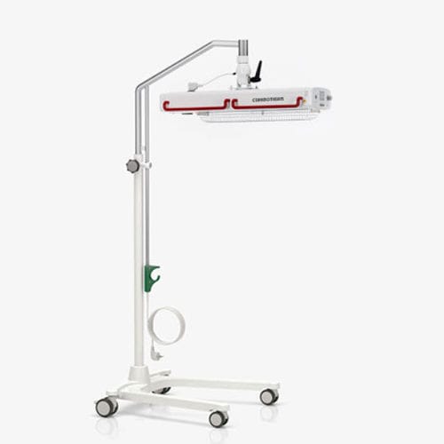 Fonte de calor radiante para recém-nascidos de altura regulável - CERAMOTHERM® 3000 - Weyer - com rodízios
