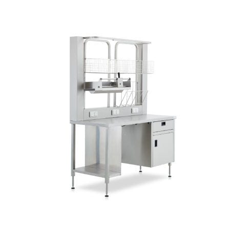 Mesa de preparo e embalagem de instrumentos médicos - 55.1378 - Üzümcü Medical Devices - retangular / em aço inoxidável / com gavetas