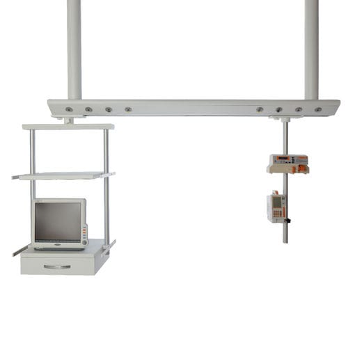 Estativa-pórtico de teto - 5070.40 - Üzümcü Medical Devices - para cuidados intensivos / com prateleiras