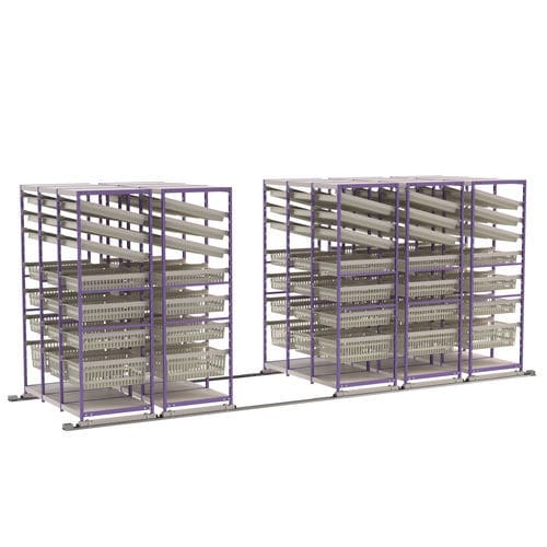 Estante modular - EO’SLIDE® SOL - VILLARD MÉDICAL - para cestos / com trilho / inclinada
