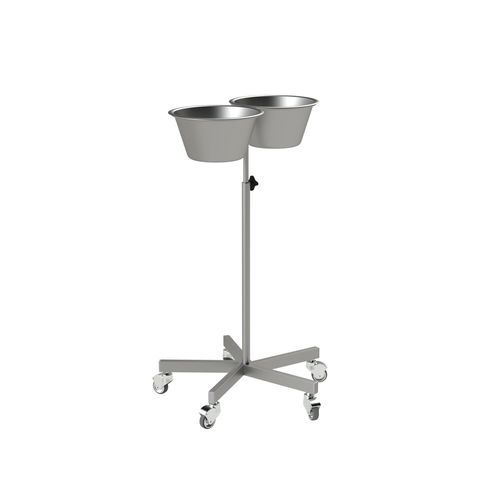 Suporte de cuba para assepsia de duas cubas - 307.72 - VILLARD MÉDICAL - com rodízios / em aço inoxidável