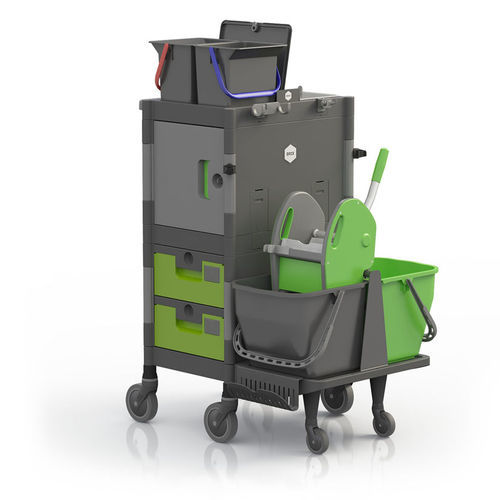 Carrinho hospitalar - BRIX COMPACT - IPC - de limpeza / com gavetas / com balde