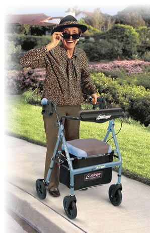 Andador com rodas de 4 rodas - Airgo® Comfort-Plus™ Lightweight - AMG Medical - estrutura de alumínio / com assento / com cesto