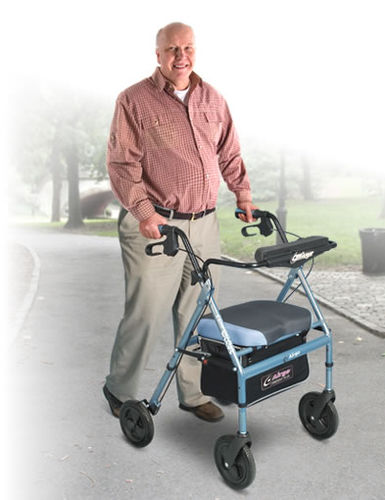 Andador com rodas de 4 rodas - Airgo® Comfort-Plus XWD Lightweight  - AMG Medical - para pessoas obesas / com assento / com cesto